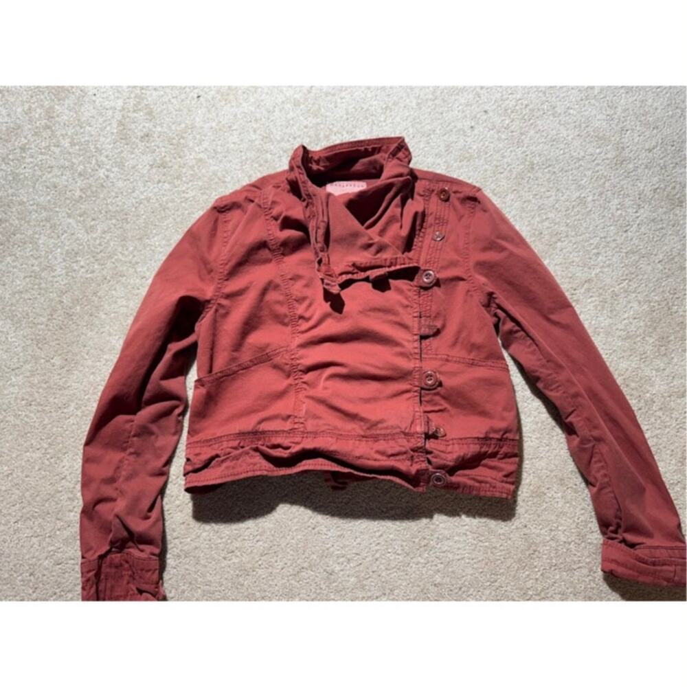 Marrakech Antropologie Jacket Womens Small Rust‎ Orange Red Solid Side Button Up